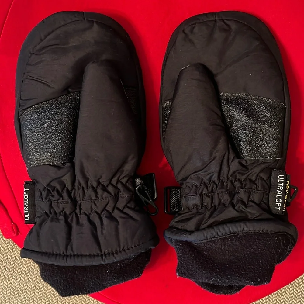 SARANAC, YOUTH MEDIUM Dry Tech Ultraloft black blue Winter Mittens, Unisex VGUC